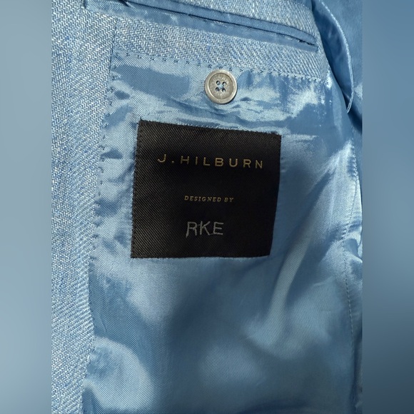 J.Hilburn Light Blue Tailored Men’s Suit – Modern Fit Wedding Business Formal - Picture 7 of 17